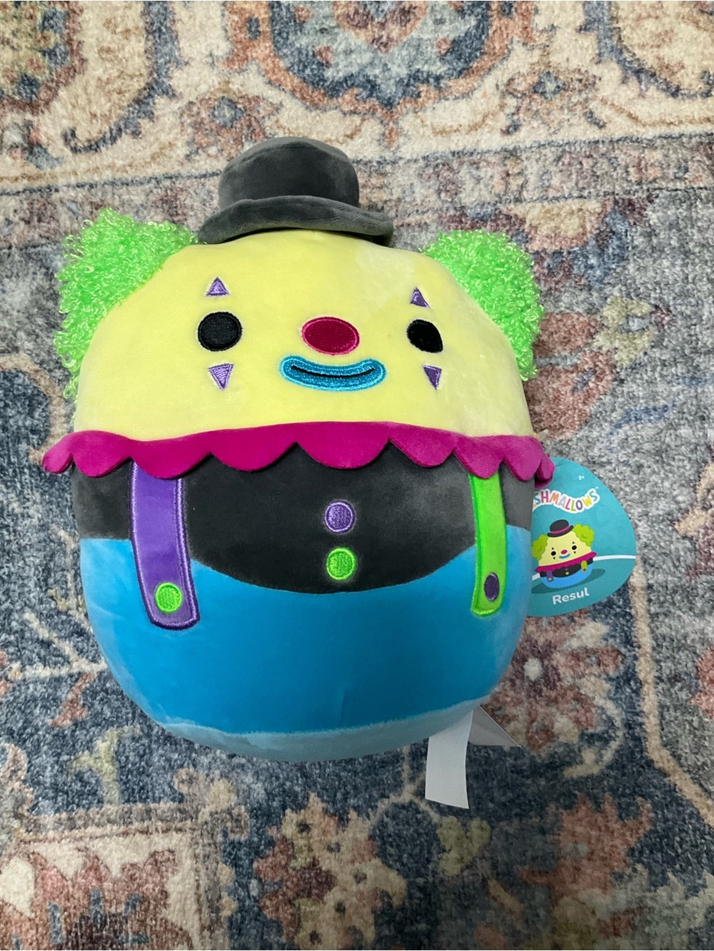 Squishmallows Resul Clown Plush - Yellow, Blue, Green & Purple